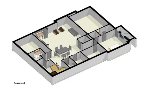 3D floor plan of the basement