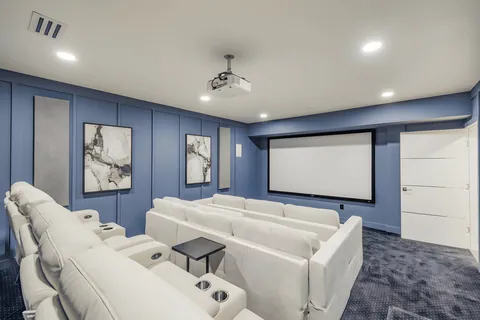 Media room with projection screen