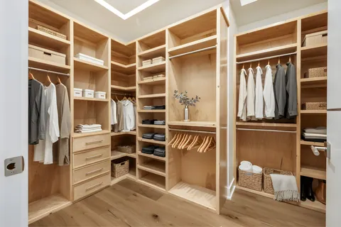 Walk-in closet with custom shelving