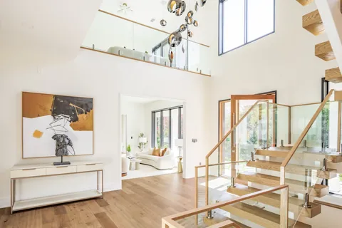 Double-height foyer with staircase